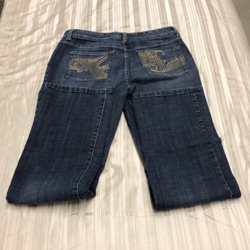 Chico’s 1 Blue Jeans Embellished Back Pockets Size 8 Medium